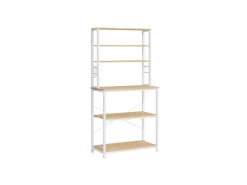Outlet Vasagle Küchenregal Stahl 40 cm x 80 cm x 167 cm Eichefarben-Weiß