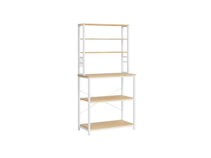 Outlet Vasagle Küchenregal Stahl 40 cm x 80 cm x 167 cm Eichefarben-Weiß