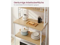 Outlet Vasagle Küchenregal Stahl 40 cm x 80 cm x 167 cm Eichefarben-Weiß