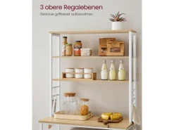 Outlet Vasagle Küchenregal Stahl 40 cm x 80 cm x 167 cm Eichefarben-Weiß