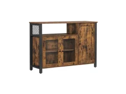 Vasagle Küchenschrank 3 Türen 33 cm x 110 cm x 75 cm Braun-Schwarz Küchenschränke