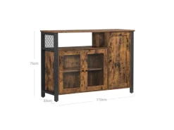 Vasagle Küchenschrank 3 Türen 33 cm x 110 cm x 75 cm Braun-Schwarz Küchenschränke