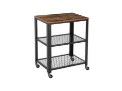 Hot Vasagle Servierwagen 3 Ebenen 40 cm x 60,6 cm x 78 cm Vintagebraun-Schwarz