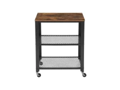 Hot Vasagle Servierwagen 3 Ebenen 40 cm x 60,6 cm x 78 cm Vintagebraun-Schwarz