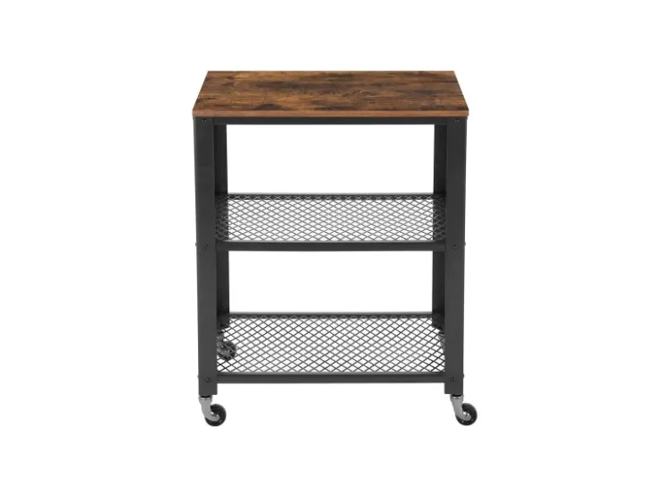 Hot Vasagle Servierwagen 3 Ebenen 40 cm x 60,6 cm x 78 cm Vintagebraun-Schwarz