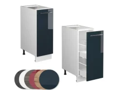 Pfannen<Vicco Apothekerschrank Fame-Line Hochglanz/Weiß 30 cm ohne Arbeitsplatte Dunkelblau