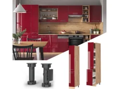 Best Vicco Apothekerschrank Fame-Line Bordeaux Hochglanz/Goldkraft Eiche 30 cm Bordeaux-Glanz