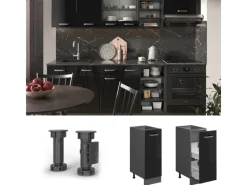 Clearance Vicco Apothekerschrank R-Line Schwarz Hochglanz/Anthrazit 30 cm ohne Arbeitsplatte Küchenschränke
