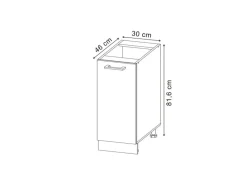 Clearance Vicco Apothekerschrank R-Line Schwarz Hochglanz/Anthrazit 30 cm ohne Arbeitsplatte Küchenschränke