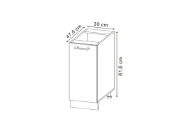 Küchenschränke<Vicco Apothekerschrank R-Line Medizinschrank für die Küche /Weiß 30 cm AP Anthrazit Beton