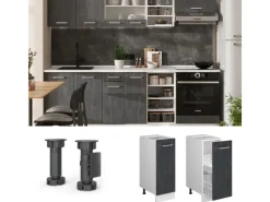 Hot Vicco Apothekerschrank R-Line Medizinschrank für die Küche Schwarz Beton 30 cm ohne Arbeitsplatte Küchenschränke