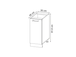 Hot Vicco Apothekerschrank R-Line Medizinschrank für die Küche Schwarz Beton 30 cm ohne Arbeitsplatte Küchenschränke