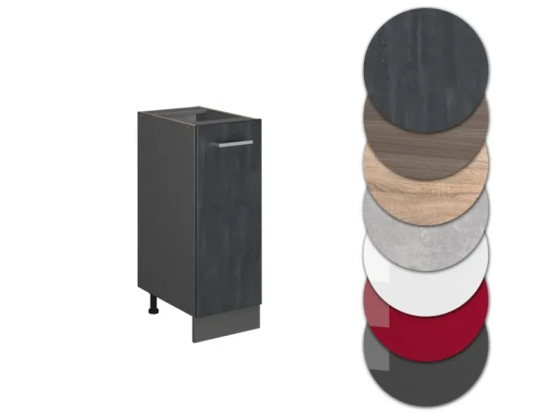 Discount Vicco Apothekeschrank R-Line Medizinschrank für die Küche Schwarz Beton 30 cm ohne Arbeitsplatte Küchenschränke