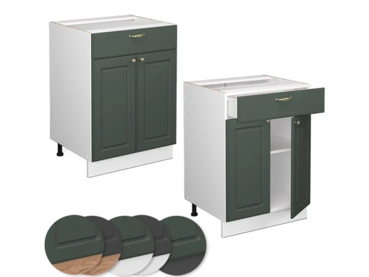 Best Vicco Badschrank Fame-Line -Gold Landhaus/Weiß 60 x 82 cm mit Schublade ohne Arbeitsplatte Grün