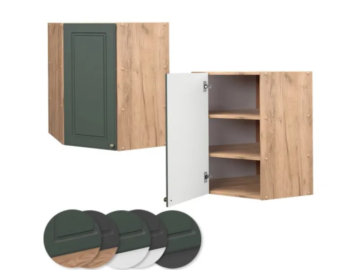 Vicco Eckhängeschrank Fame-Line Grün-Gold Landhaus/Goldkraft Eiche 57 cm Dunkelgrün