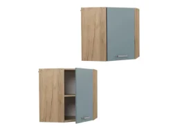 Hot Vicco Eckhängeschrank R-Line Küchen-Eckschrank Blau-Grau/Goldkraft Eiche 57 cm Küchenschränke