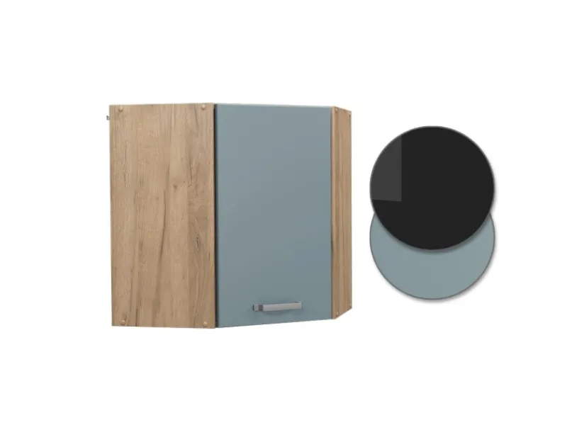 Hot Vicco Eckhängeschrank R-Line Küchen-Eckschrank Blau-Grau/Goldkraft Eiche 57 cm Küchenschränke