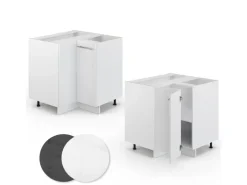 Vicco Eckunterschrank Fame-Line Hochglanz/ 81 cm ohne Arbeitsplatte Weiß