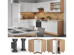 Vicco Eckunterschrank Fame-Line Hochglanz/Goldkraft Eiche 81 cm ohne Arbeitsplatte Küchenregale