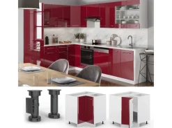 Vicco Eckunterschrank Fame-Line Bordeaux Hochglanz/Weiß 81 cm AP Anthrazit Küchenregale