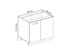 Discount Vicco Eckunterschrank R-Line Schwarz Beton/Goldkraft Eiche 86 cm AP Eiche Beton Anthrazit