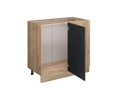 Discount Vicco Eckunterschrank R-Line Schwarz Beton/Goldkraft Eiche 86 cm AP Eiche Beton Anthrazit