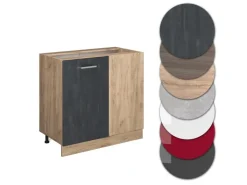 Discount Vicco Eckunterschrank R-Line Schwarz Beton/Goldkraft Eiche 86 cm AP Eiche Beton Anthrazit