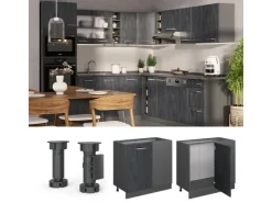 Küchenschränke<Vicco Eckunterschrank R-Line Schwarz Beton/Anthrazit 86 cm ohne Arbeitsplatte Beton Anthrazit