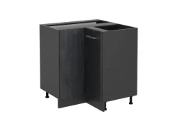 Küchenschränke<Vicco Eckunterschrank R-Line Schwarz Beton/Anthrazit 76 cm ohne Arbeitsplatte Beton Anthrazit