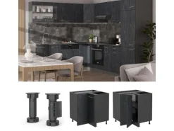 Küchenschränke<Vicco Eckunterschrank R-Line Schwarz Beton/Anthrazit 76 cm ohne Arbeitsplatte Beton Anthrazit