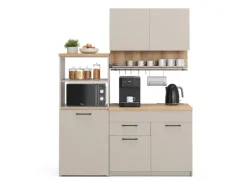 Outlet Vicco Egbert SingleKüche Greige 160 cm mit Ausziehbarem TischEgbert ohne E-Geräte Single-Küchen|Miniküchen