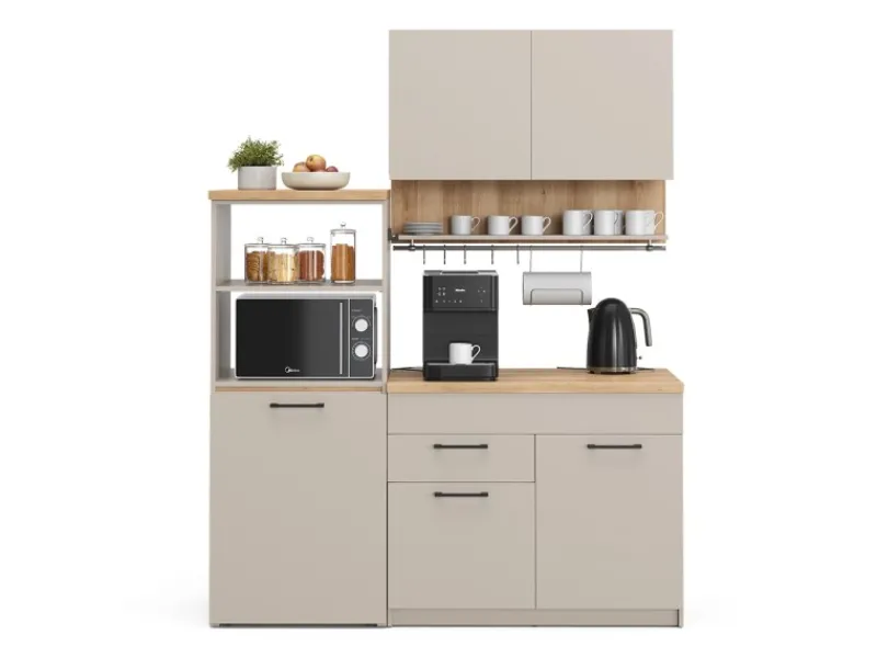 Outlet Vicco Egbert SingleKüche Greige 160 cm mit Ausziehbarem TischEgbert ohne E-Geräte Single-Küchen|Miniküchen