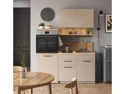 Outlet Vicco Egbert SingleKüche Greige 160 cm mit Ausziehbarem TischEgbert ohne E-Geräte Single-Küchen|Miniküchen