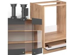 Outlet Vicco Fame-Line Eckküche Anthrazit Landhaus/Goldkraft Eiche 227 x 60 cm ohne Arbeitsplatte ohne E-Geräte Winkelküchen