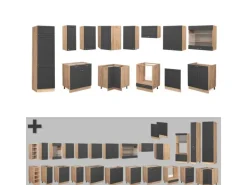 Outlet Vicco Fame-Line Eckküche Anthrazit Landhaus/Goldkraft Eiche 227 x 60 cm ohne Arbeitsplatte ohne E-Geräte Winkelküchen