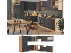 Online Vicco Fame-Line Eckküche Anthrazit Landhaus/Goldkraft Eiche 347 x 257 cm AP Anthrazit ohne E-Geräte Winkelküchen|Einbauküchen