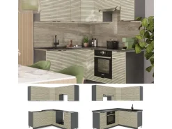Vicco Fame-Line Eckküche Eiche Paneel/Anthrazit 160 x 190 cm AP Marmor ohne E-Geräte Brauhaus Eiche