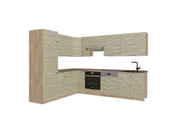 New Vicco Fame-Line Eckküche Eiche Paneel/Goldkraft Eiche 227 x 287 cm AP Eiche ohne E-Geräte Berghütten Eiche