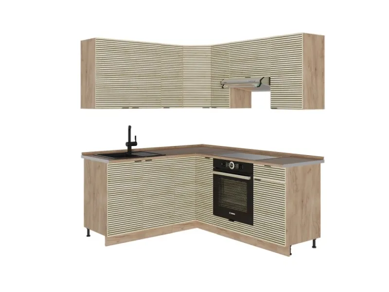 Online Vicco Fame-Line Eckküche Eiche Paneel/Goldkraft Eiche 160 x 190 cm AP Eiche ohne E-Geräte Winkelküchen