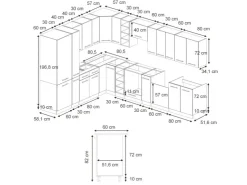 Outlet Vicco Fame-Line Eckküche Eiche Paneel/Anthrazit 347 x 257 cm AP Marmor ohne E-Geräte Winkelküchen