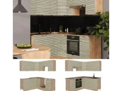 Online Vicco Fame-Line Eckküche Eiche Paneel/Goldkraft Eiche 160 x 190 cm AP Anthrazit ohne E-Geräte Winkelküchen
