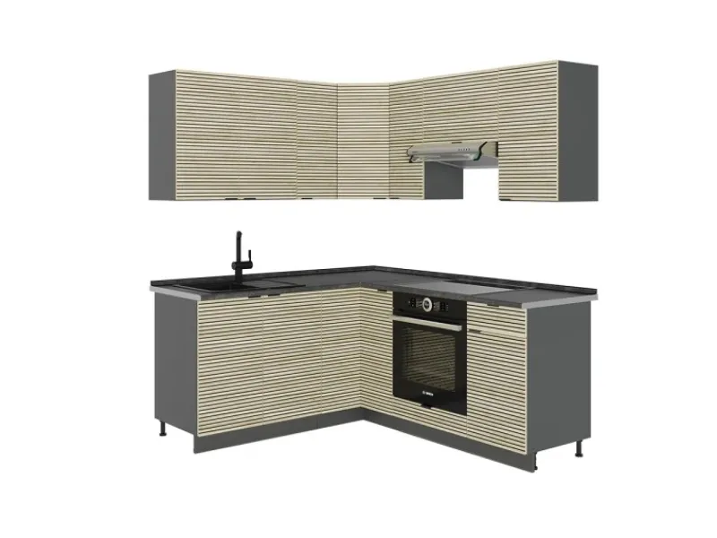 Online Vicco Fame-Line Eckküche Eiche Paneel/Anthrazit 160 x 190 cm AP Anthrazit ohne E-Geräte Winkelküchen|Herde