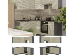 Online Vicco Fame-Line Eckküche Eiche Paneel/Anthrazit 160 x 190 cm AP Anthrazit ohne E-Geräte Winkelküchen|Herde