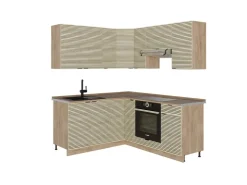 Outlet Vicco Fame-Line Eckküche Eiche Paneel/Goldkraft Eiche 160 x 60 cm ohne Arbeitsplatte ohne E-Geräte Berghütten Eiche