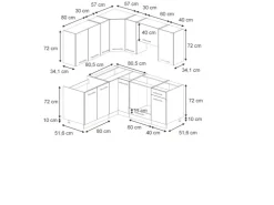 Outlet Vicco Fame-Line Eckküche Eiche Paneel/Goldkraft Eiche 160 x 60 cm ohne Arbeitsplatte ohne E-Geräte Berghütten Eiche