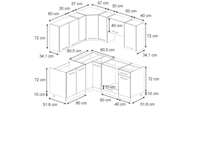Outlet Vicco Fame-Line Eckküche Eiche Paneel/Goldkraft Eiche 160 x 60 cm ohne Arbeitsplatte ohne E-Geräte Berghütten Eiche