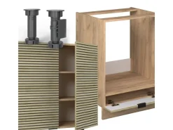 Outlet Vicco Fame-Line Eckküche Eiche Paneel/Goldkraft Eiche 160 x 60 cm ohne Arbeitsplatte ohne E-Geräte Berghütten Eiche