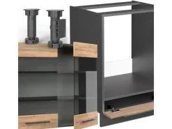 Discount Vicco Fame-Line Eckküche Goldkraft Eiche/Anthrazit 227 x 287 cm AP Anthrazit ohne E-Geräte Winkelküchen