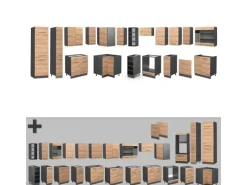 Best Vicco Fame-Line Eckküche Goldkraft Eiche/Anthrazit 347 x 257 cm ohne Arbeitsplatte ohne E-Geräte Winkelküchen|Kühlschränke