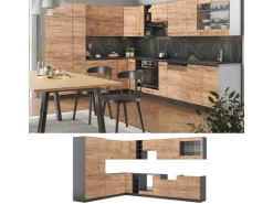 Winkelküchen<Vicco Fame-Line Eckküche Goldkraft Eiche/Anthrazit 347 x 257 cm AP Eiche ohne E-Geräte Anthrazit-Eiche